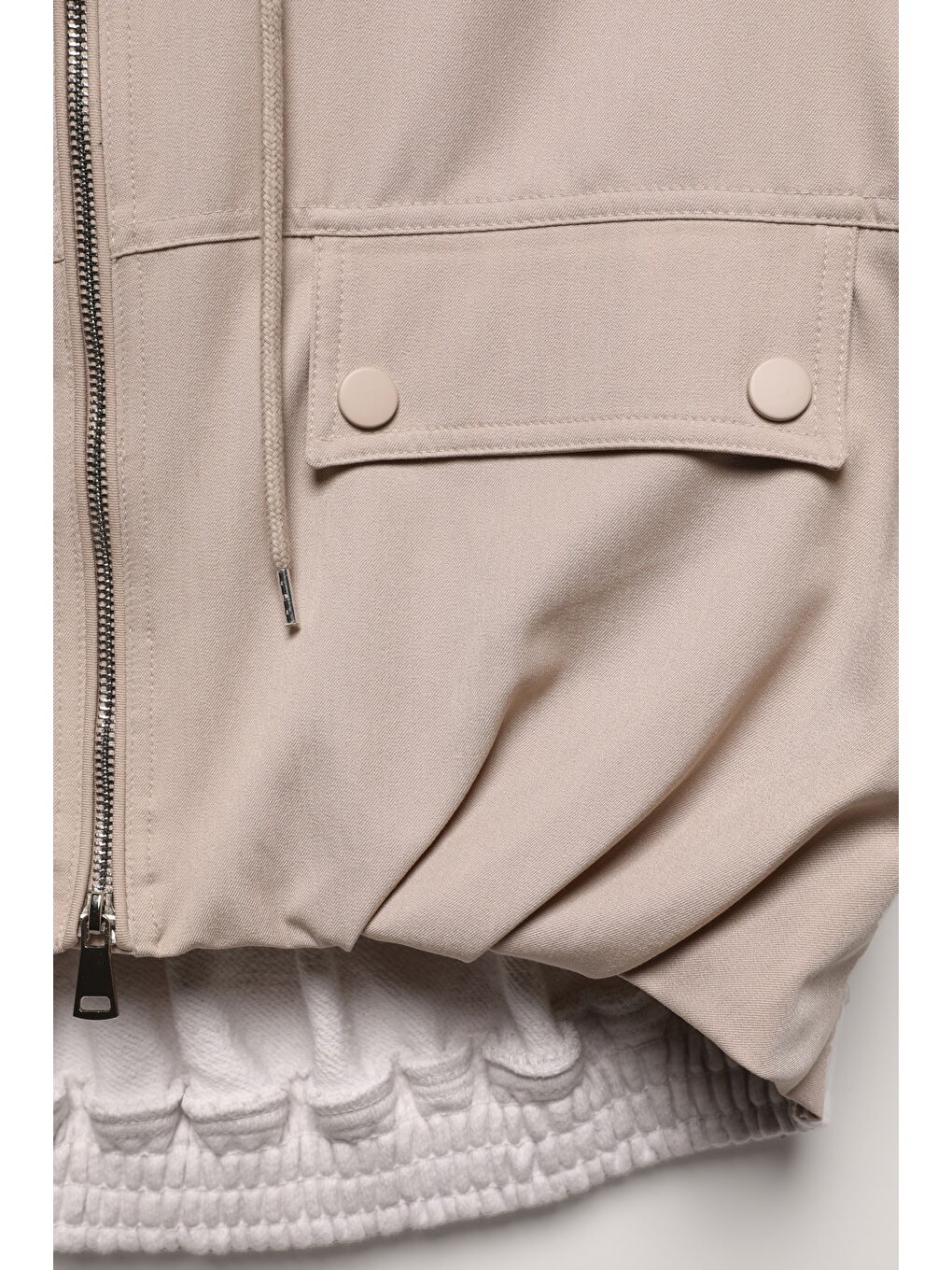 Kapüşonlu Büyük Cepli Yelek Ceket Bej-2