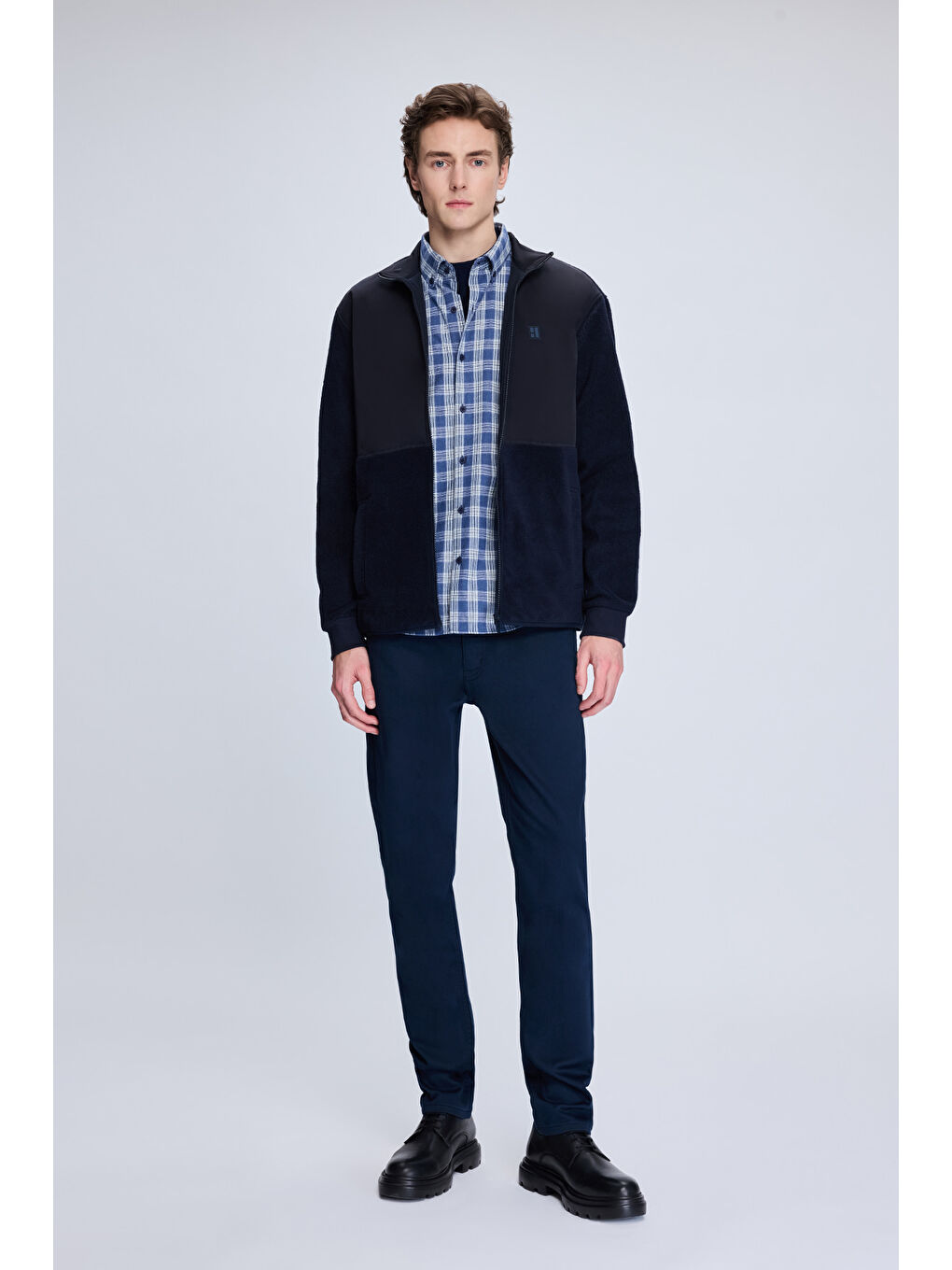 Lacivert Regular Fit Hakim Yaka Baharlık Mont-1