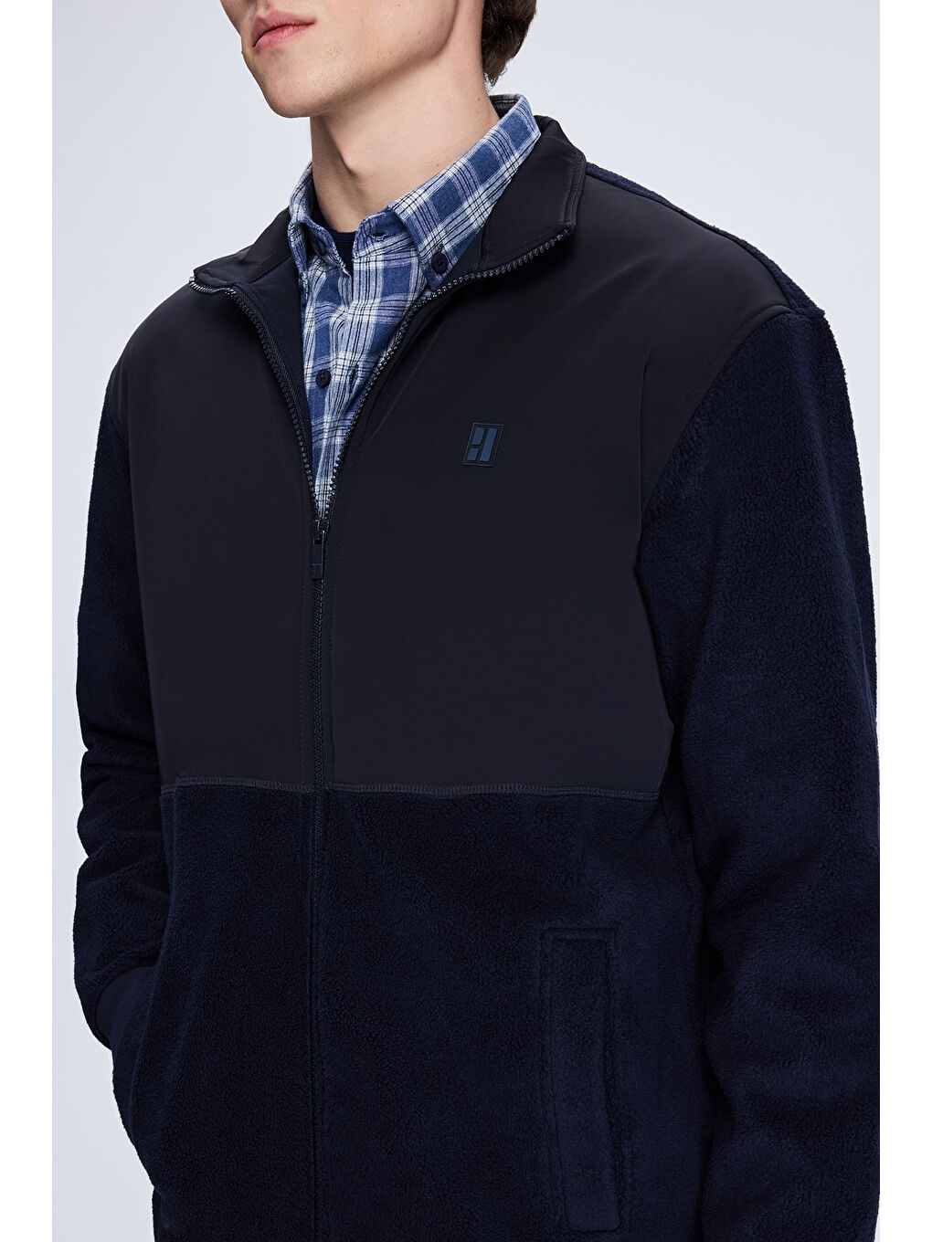 Lacivert Regular Fit Hakim Yaka Baharlık Mont-2