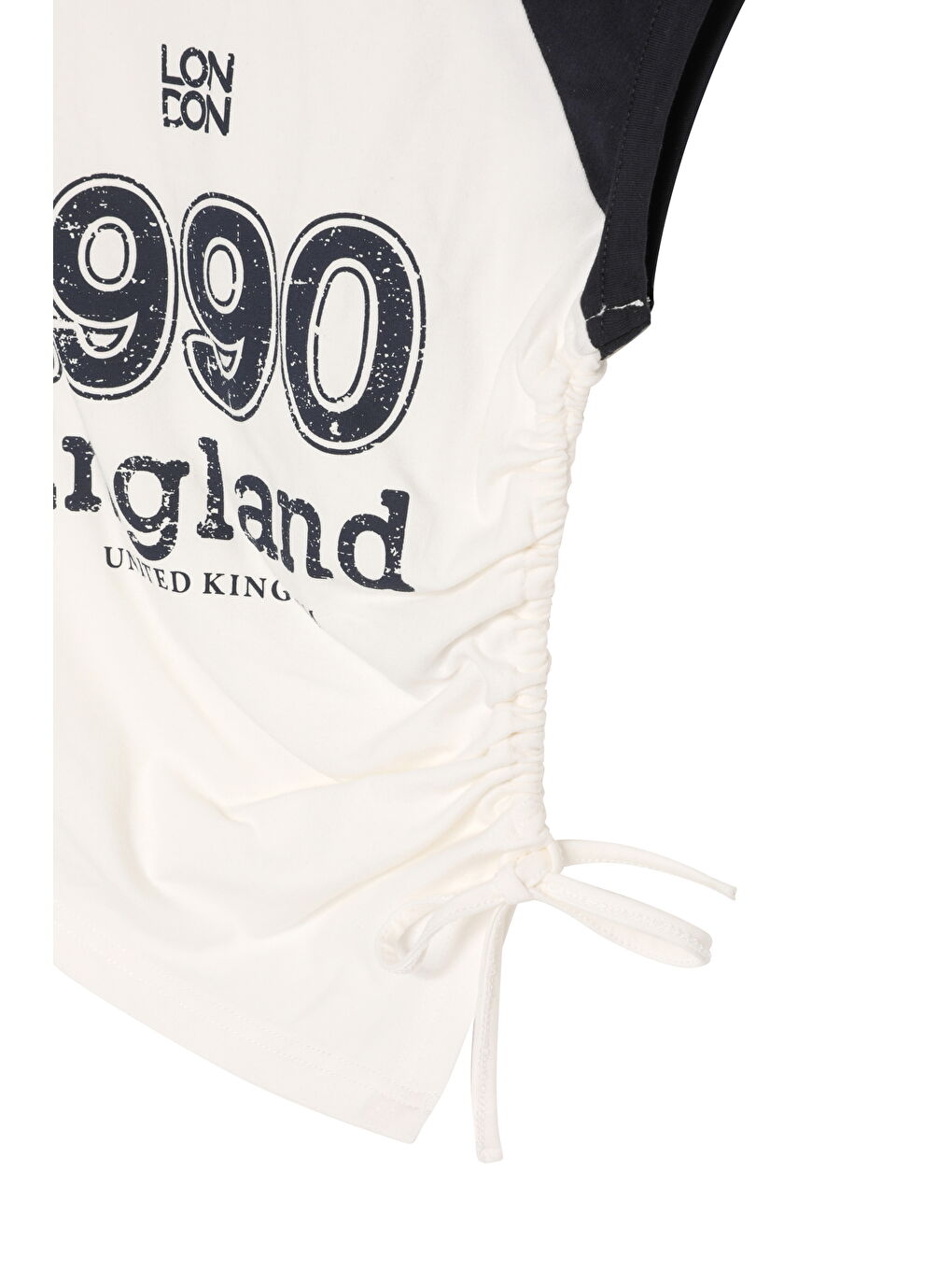 Yanı Büzgülü Kolsuz Tişört Ekru-2