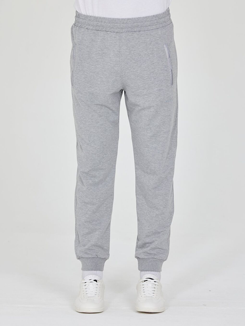 Gri Erkek Eşofman Altı Fermuarlı Cepli Slim Fit Paça Ribanalı Spor Eşofman-2
