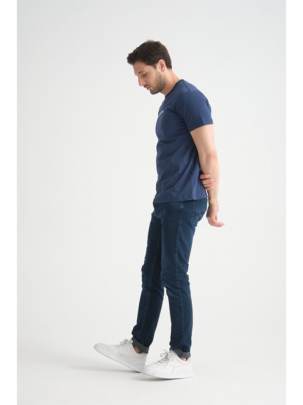 İndigo Erkek Bisiklet Yaka Tişört Premium Pamuklu Yüksek Kalite Regular Fit-6
