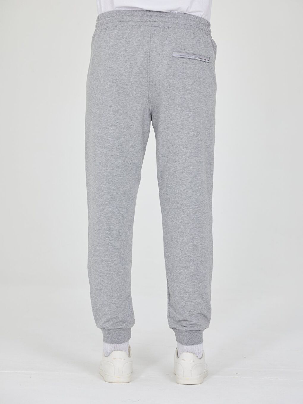 Gri Erkek Eşofman Altı Fermuarlı Cepli Slim Fit Paça Ribanalı Spor Eşofman-4