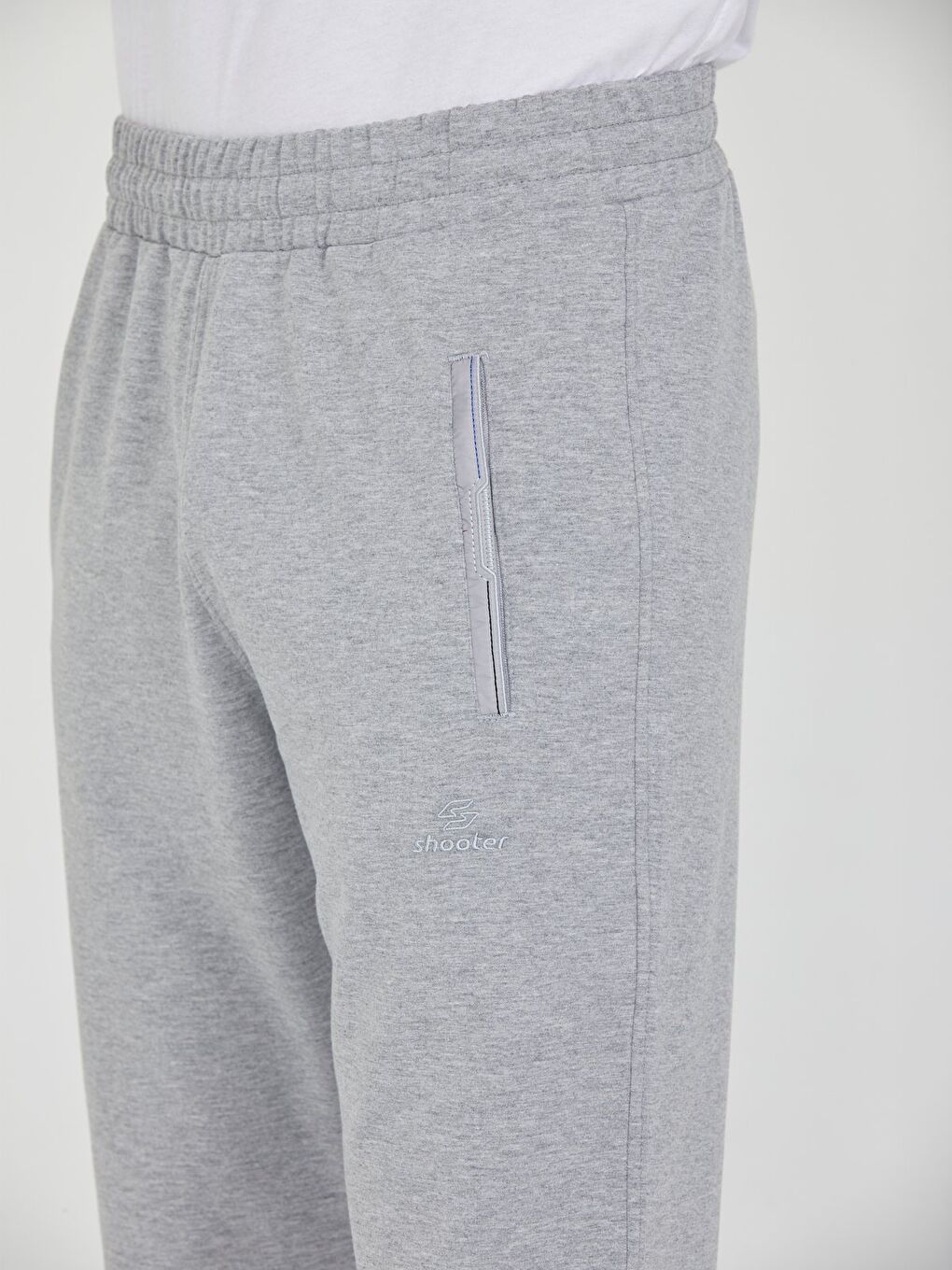 Gri Erkek Eşofman Altı Fermuarlı Cepli Slim Fit Paça Ribanalı Spor Eşofman-5
