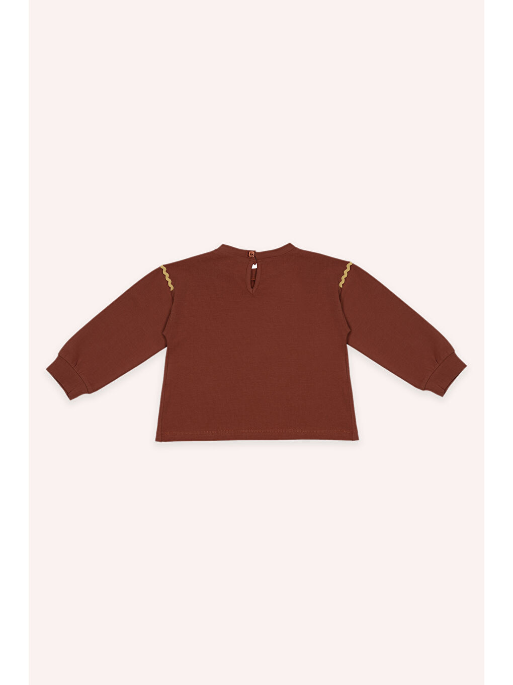 Kahverengi Kız Bebek Baskılı Kiremit Tişört-1