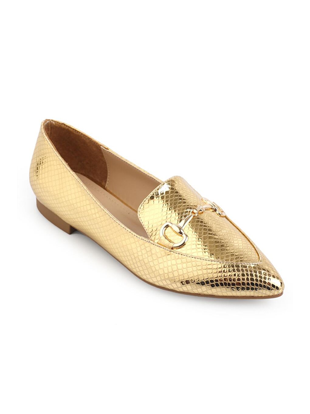 Sarı Sivri Burunlu Tokalı Kadın Babet-3