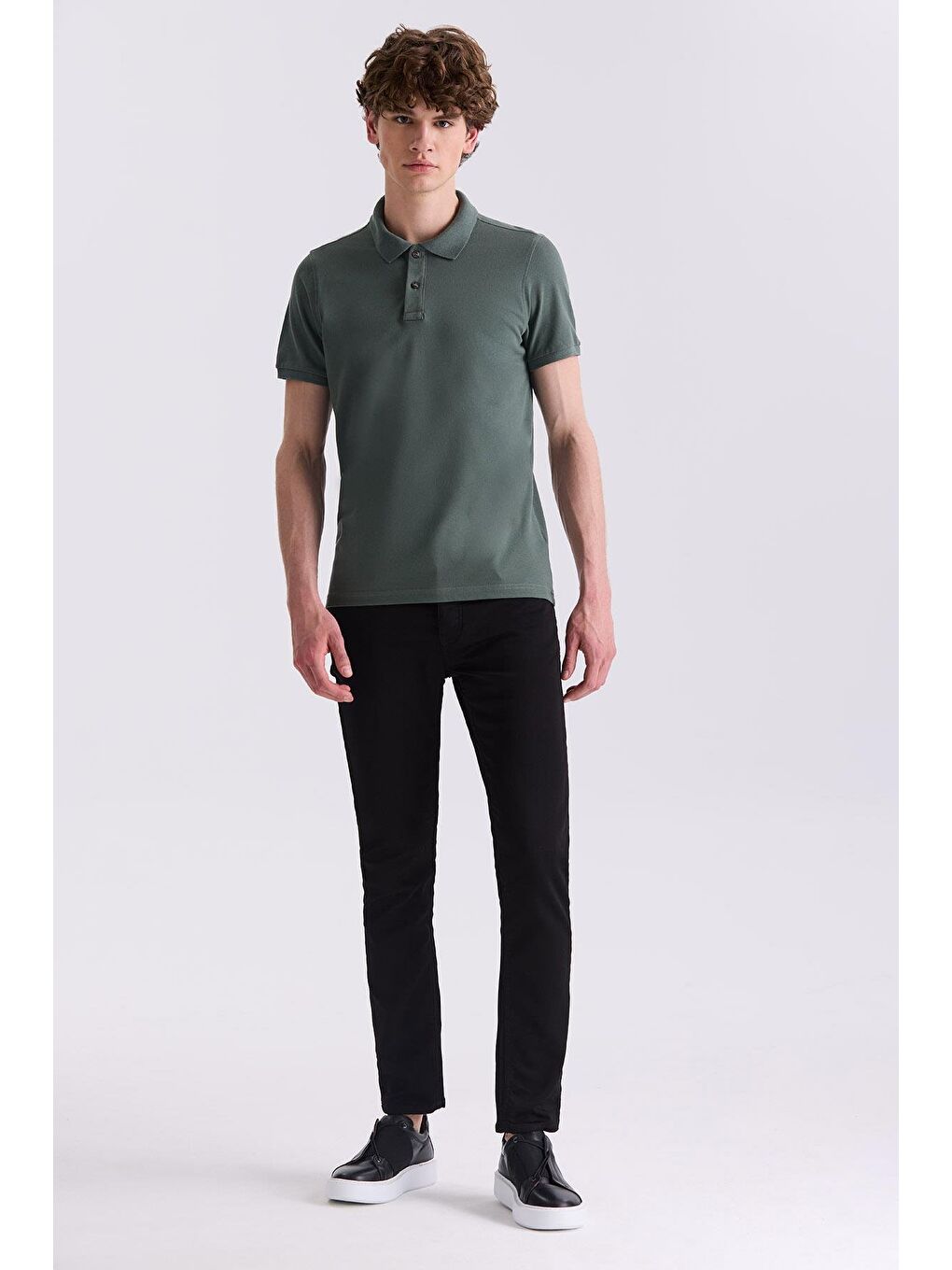 Haki Slim Fit Polo Yaka T-Shirt-1
