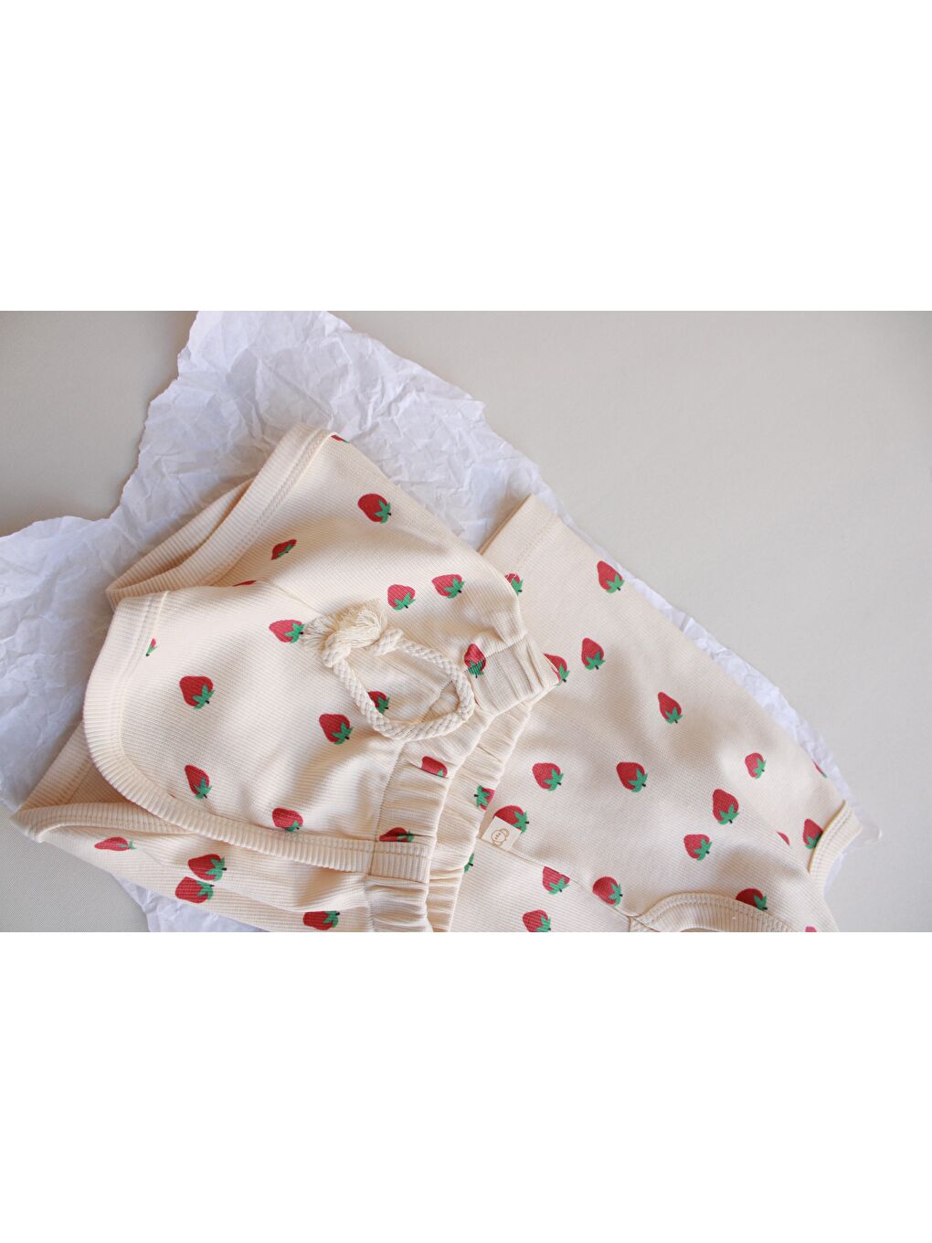 Ekru Çilek Baskı Kaşkorse Atlet Şort Takım-5