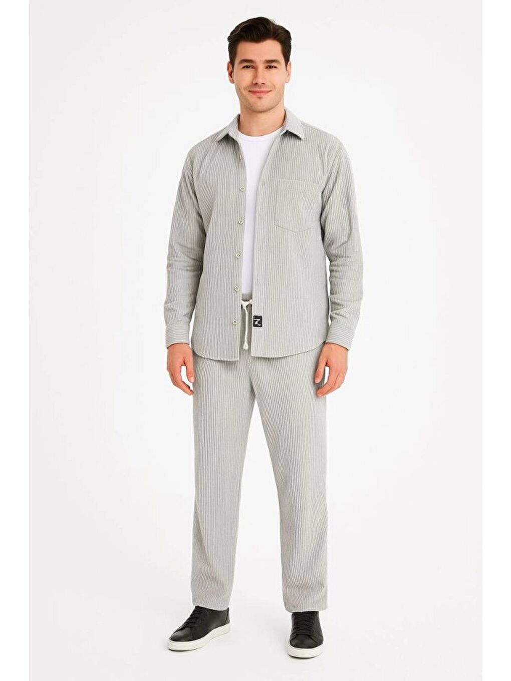 Gri Erkek Kadife Oversize Takım-1