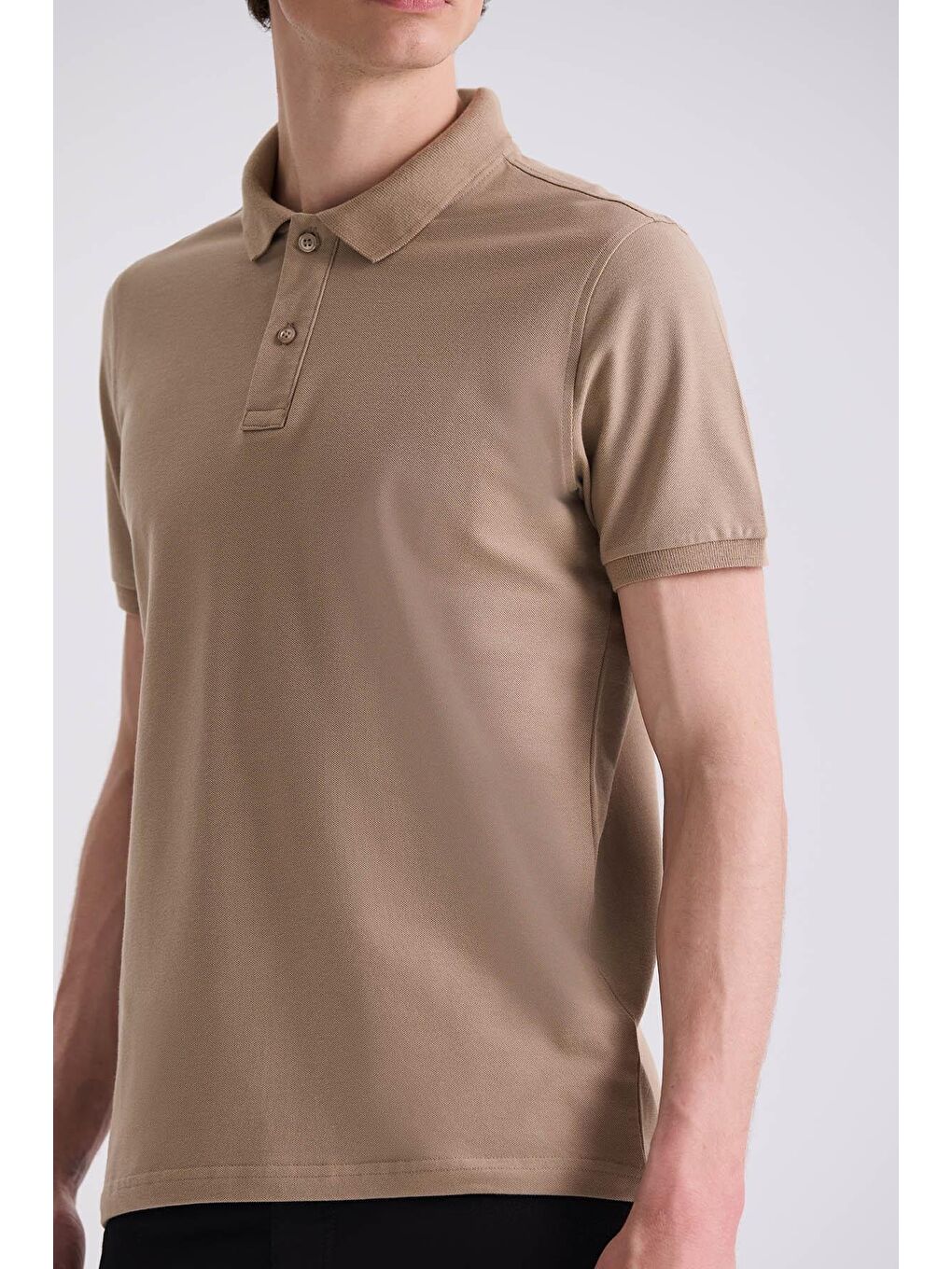 Bej Slim Fit Polo Yaka T-Shirt-2