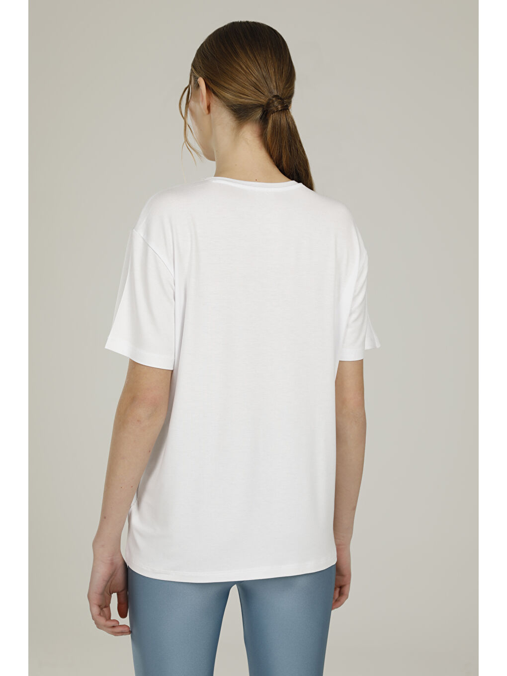 SN784 LINA SLOGAN T-SHIRT Beyaz Kadın Kısa Kol Tişört-1