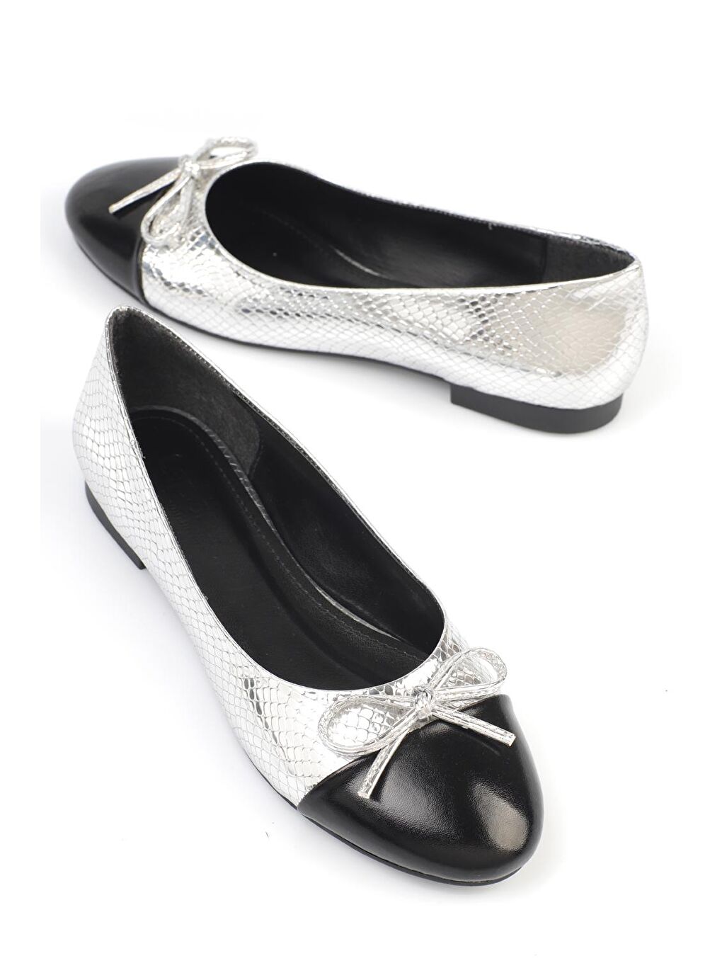 Gri Yuvarlak Burunlu İki Parçalı Kadın Babet-1