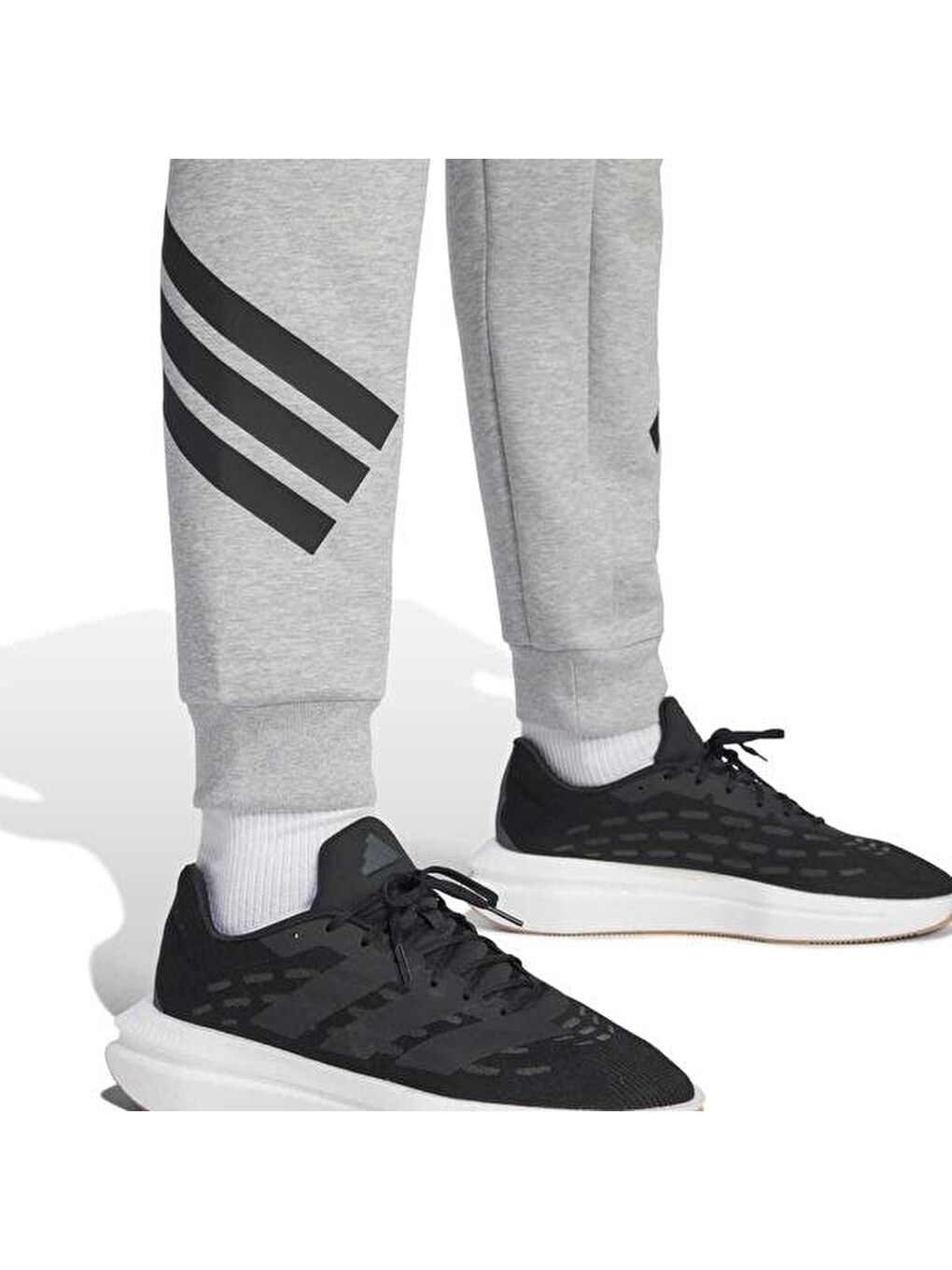 Fleece Insulated 3 Stripes Erkek Gri Eşofman Altı-4