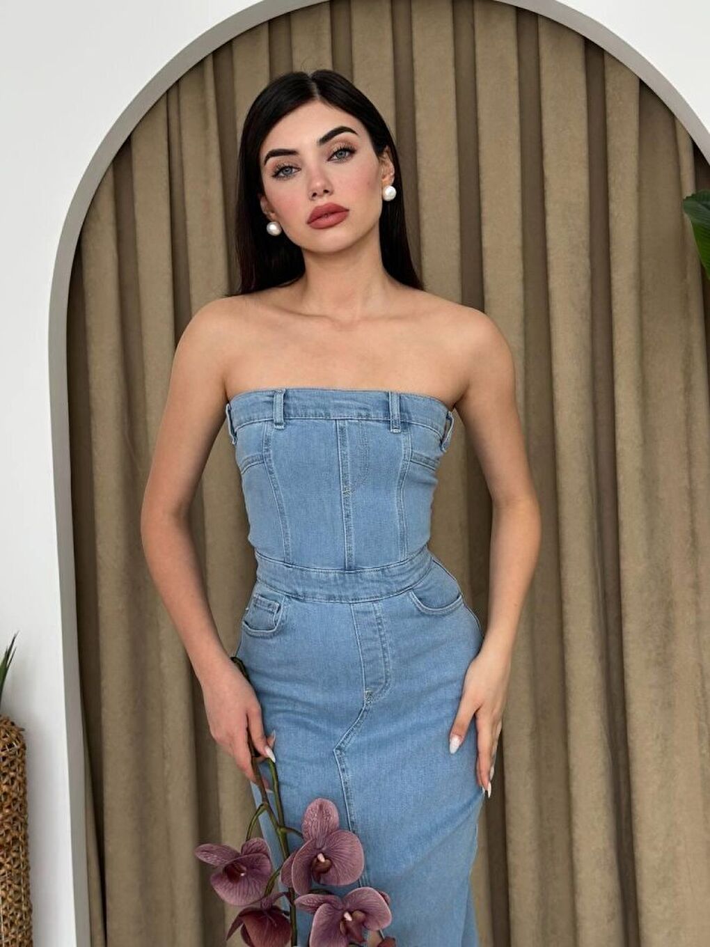 Mavi Sonic Straplez Elbise-1