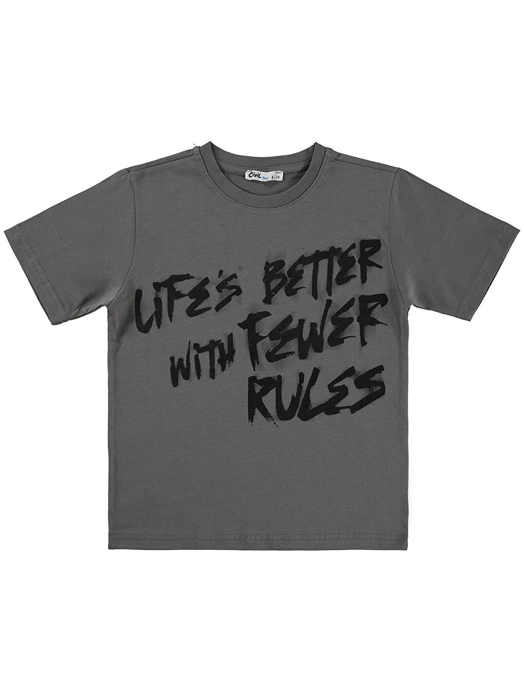 Boys Lıfe's Better Basklı 6-9 Yaş Tişört - Gri