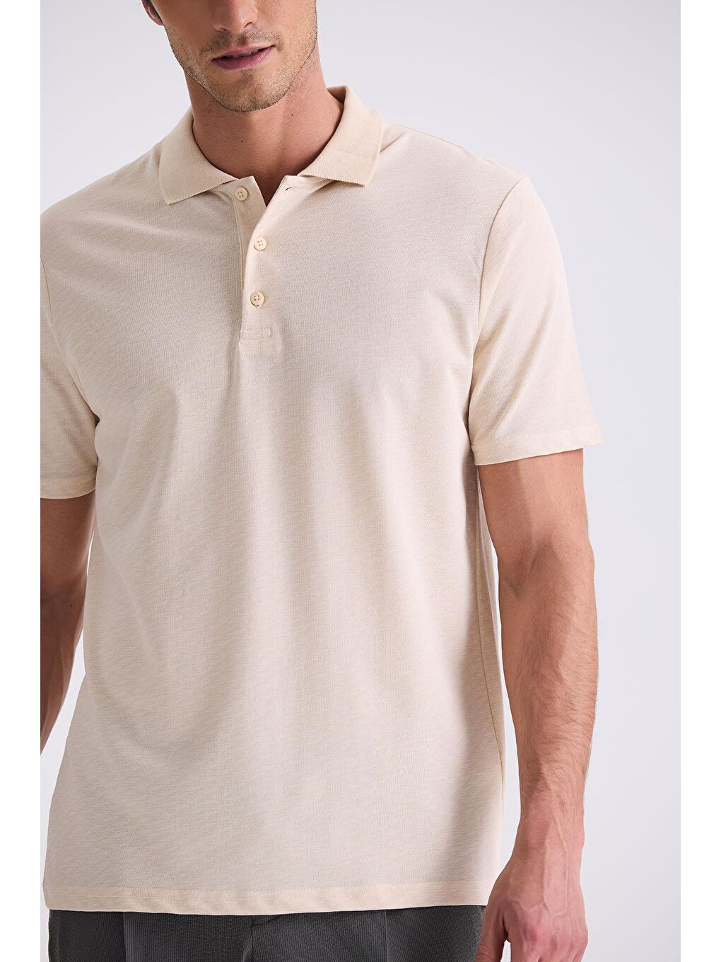 Bej Regular Fit Desenli Polo Yaka T-Shirt-2