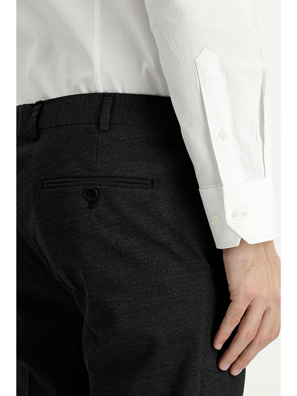 Antrasit Slim Fit Dar Kesim Yünlü Klasik Kumaş Pantolon-5