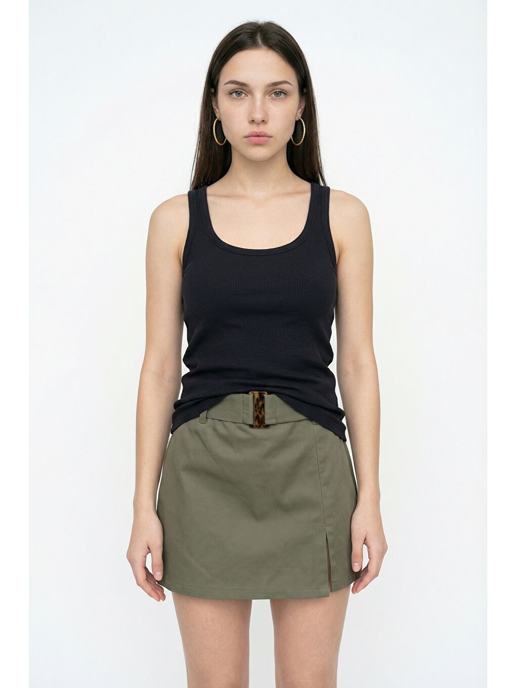 Fitilli Yuvarlak Yaka Basic Atlet Siyah