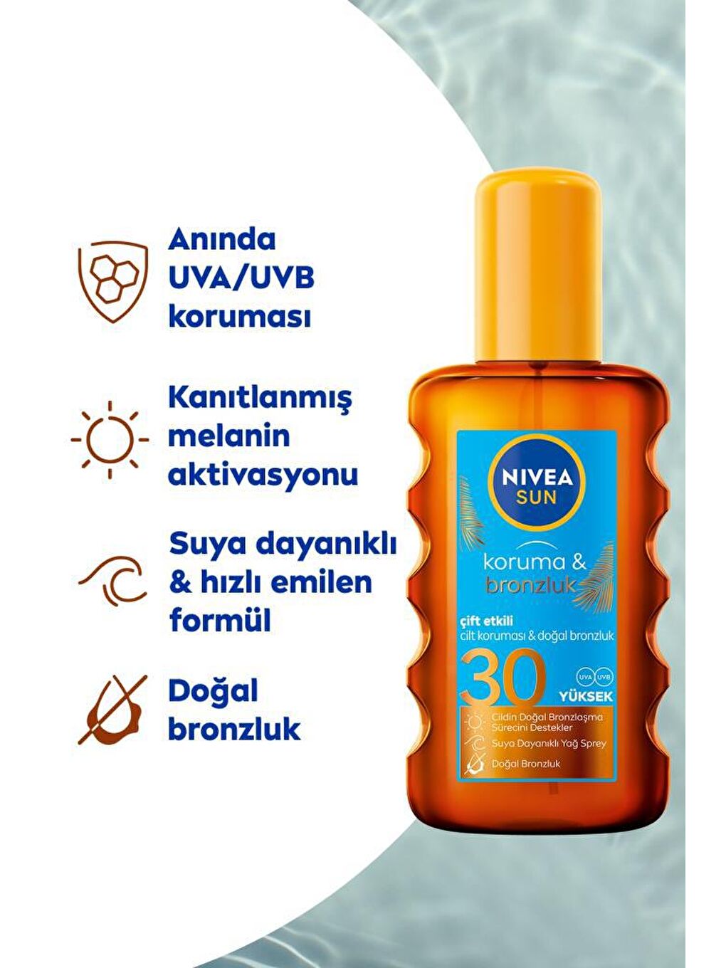 NIVEA Şeffaf Sun Bronzlaştırıcı Güneş Kremi Spf30 200 ml Sprey, Yüksek Güneş Koruyucu Ve Doğal Bronzlaştırıcı - 1