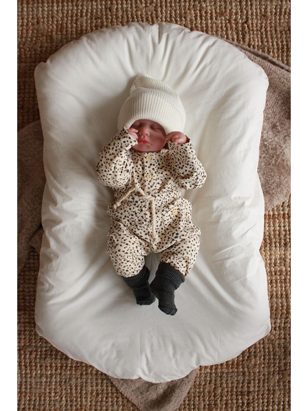 Kahverengi Puantiye Unisex Cepli Omuz Patlı Alt Üst Takım-9