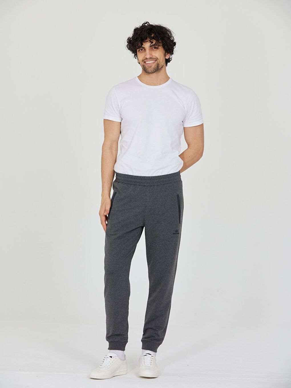 Antrasit Erkek Eşofman Altı Fermuarlı Cepli Slim Fit Paça Ribanalı Spor Eşofman-5
