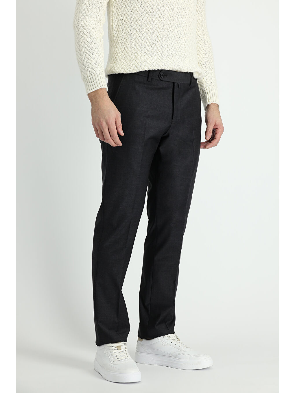 Antrasit Yünlü Klasik Kumaş Pantolon-1