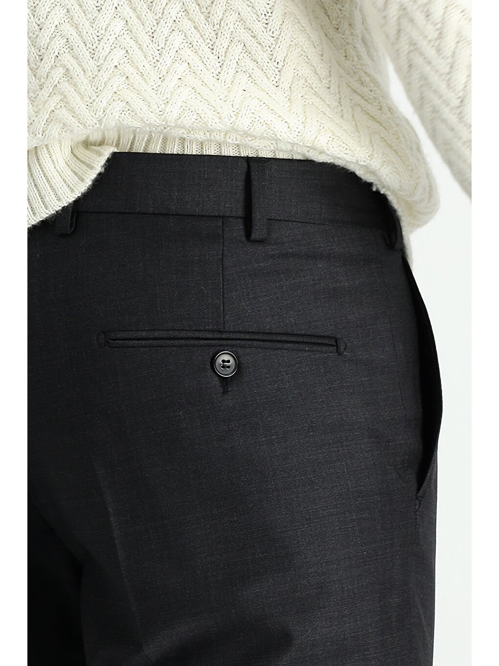 Antrasit Yünlü Klasik Kumaş Pantolon-3