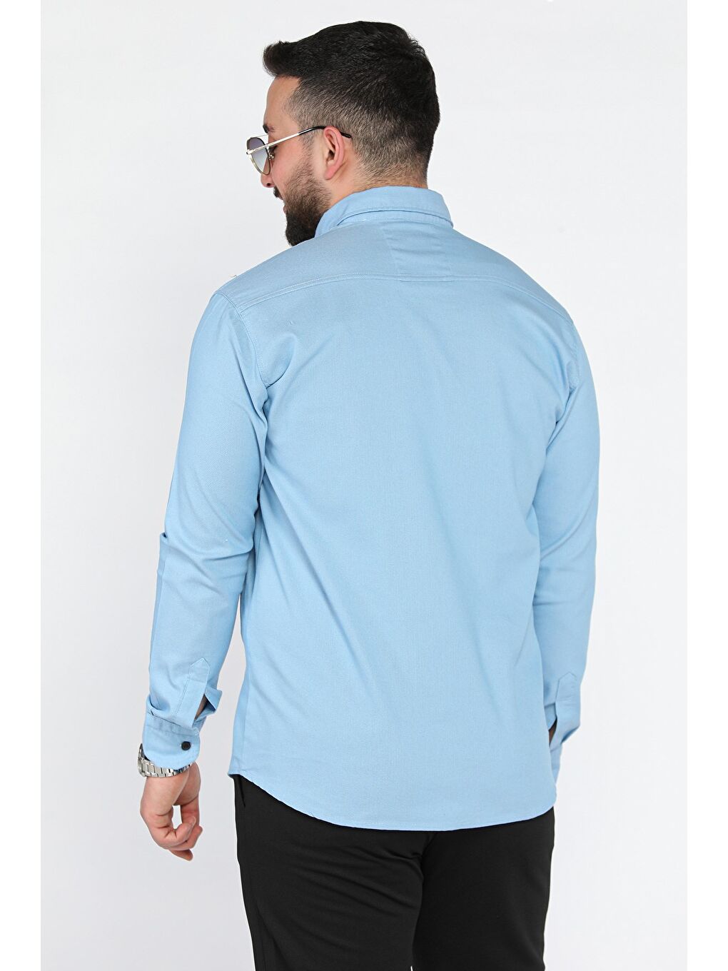 Mavi Erkek Çıtçıtlı Gömlek-2