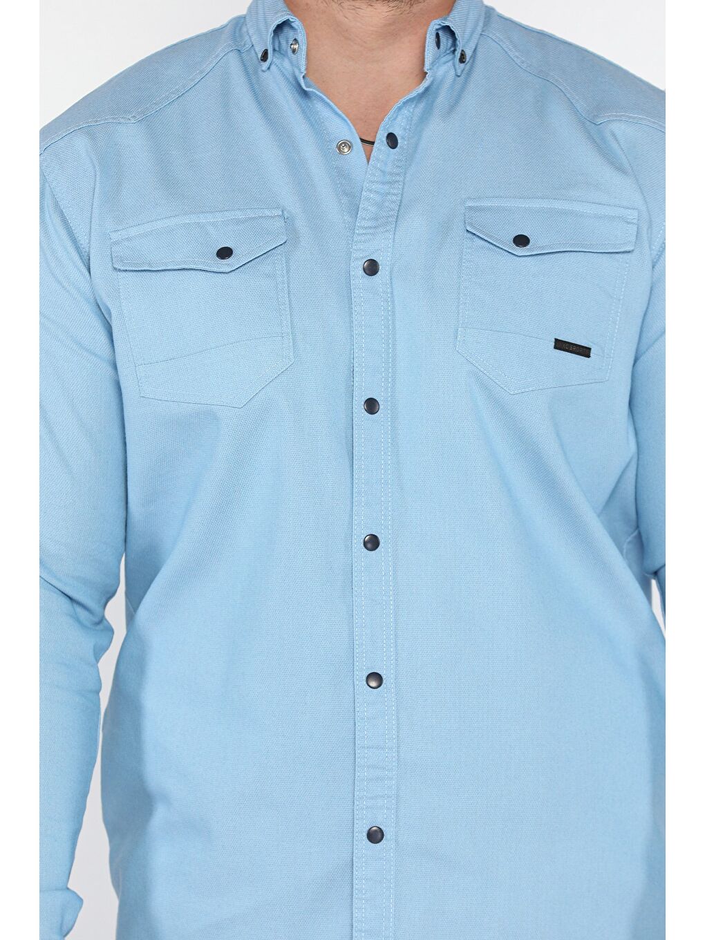 Mavi Erkek Çıtçıtlı Gömlek-3