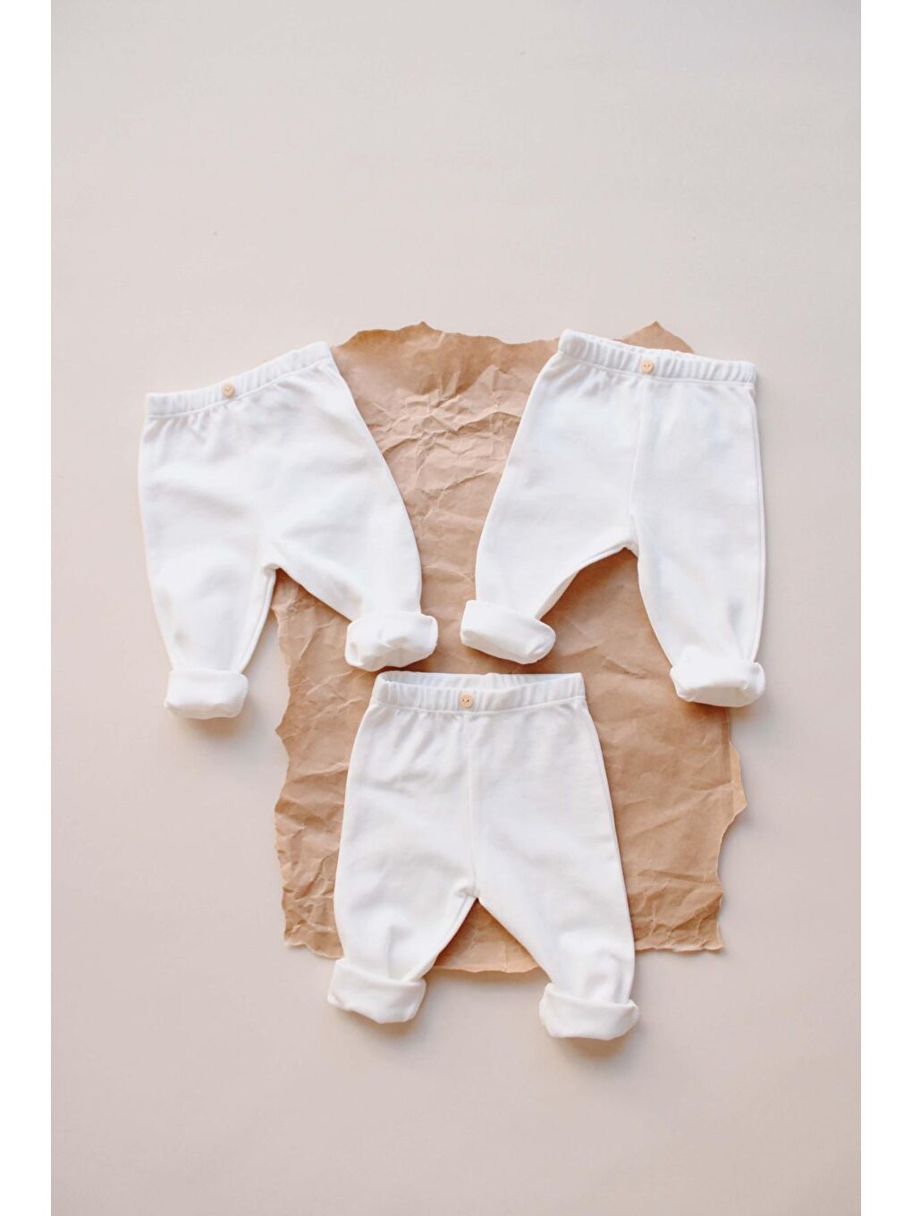 Beyaz 3Lü Penye Bebek Tayt Model 1