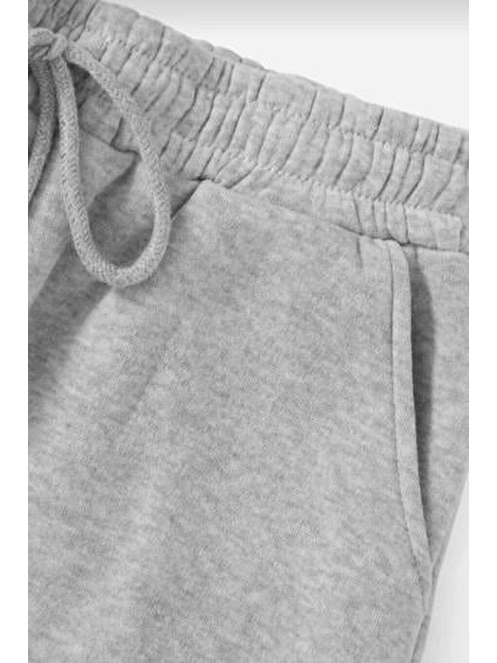 Paça Lastikli Üç İplik Alt Eşofman Gri-1