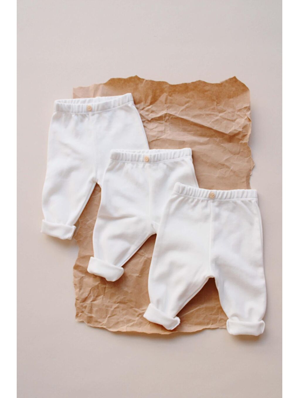Beyaz 3Lü Penye Bebek Tayt Model 1-4