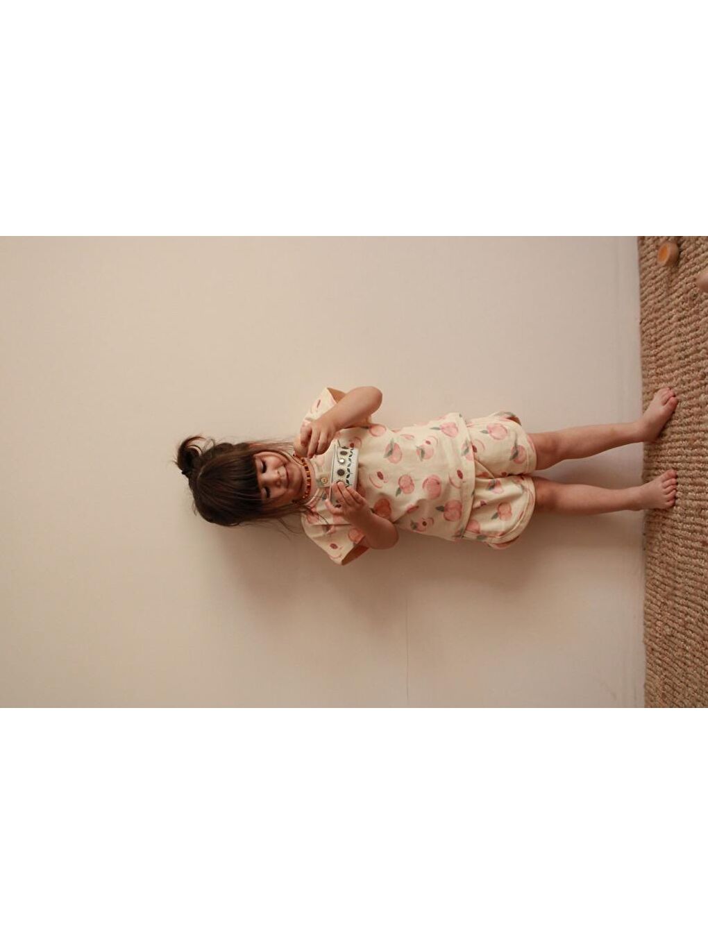 Ekru Şeftali Baskı Kaşkorse Alt Üst Takım-3