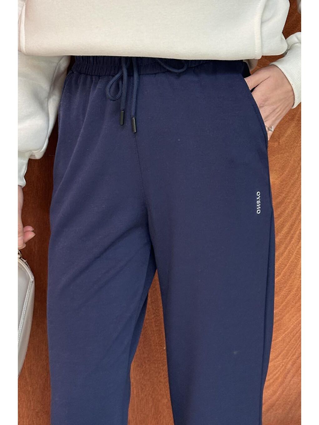 Modal Kumaş Paça Lastik Detay Eşofman Lacivert-2