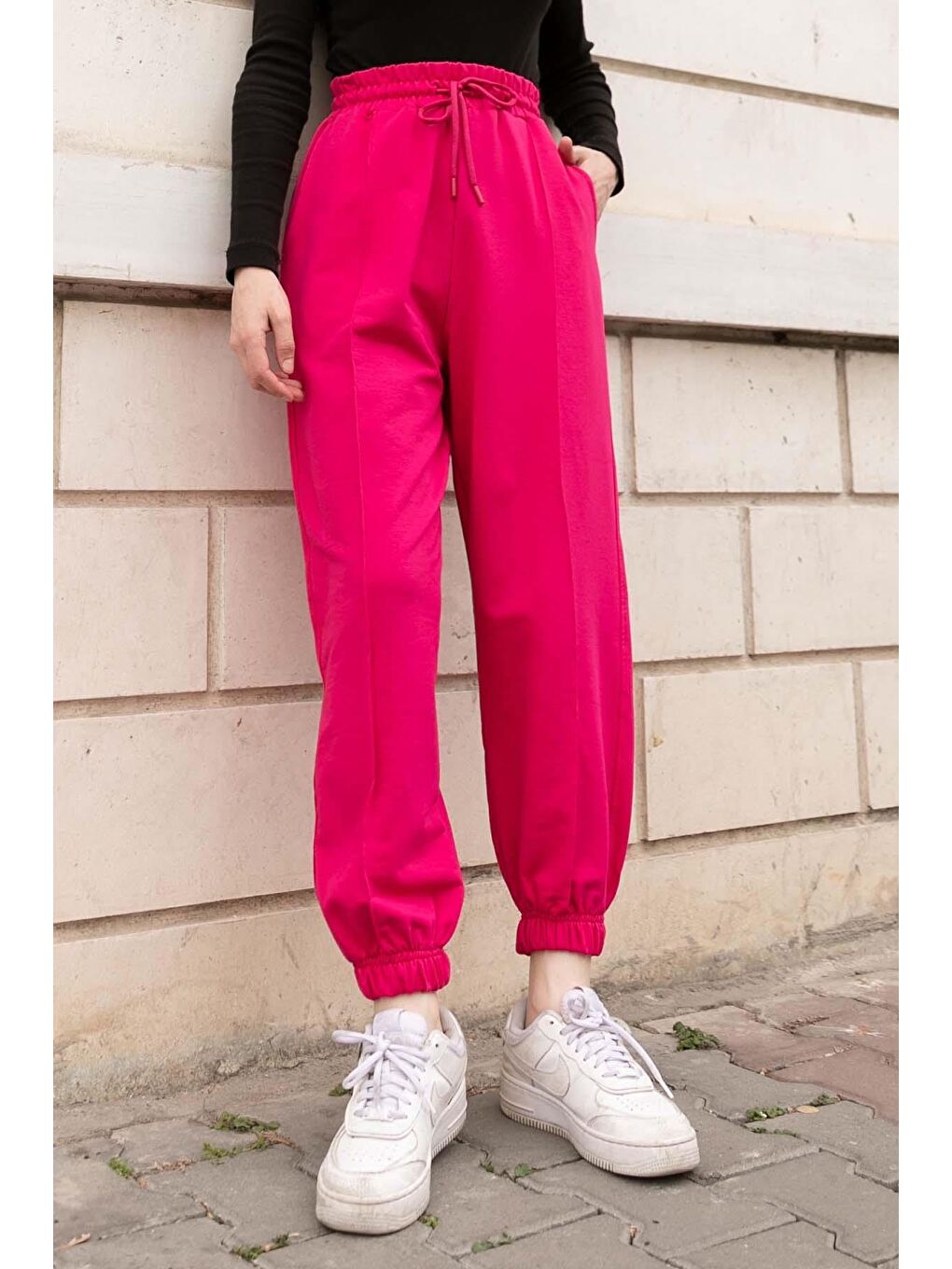 Paça Lastikli Eşofman Altı Fuşya-1