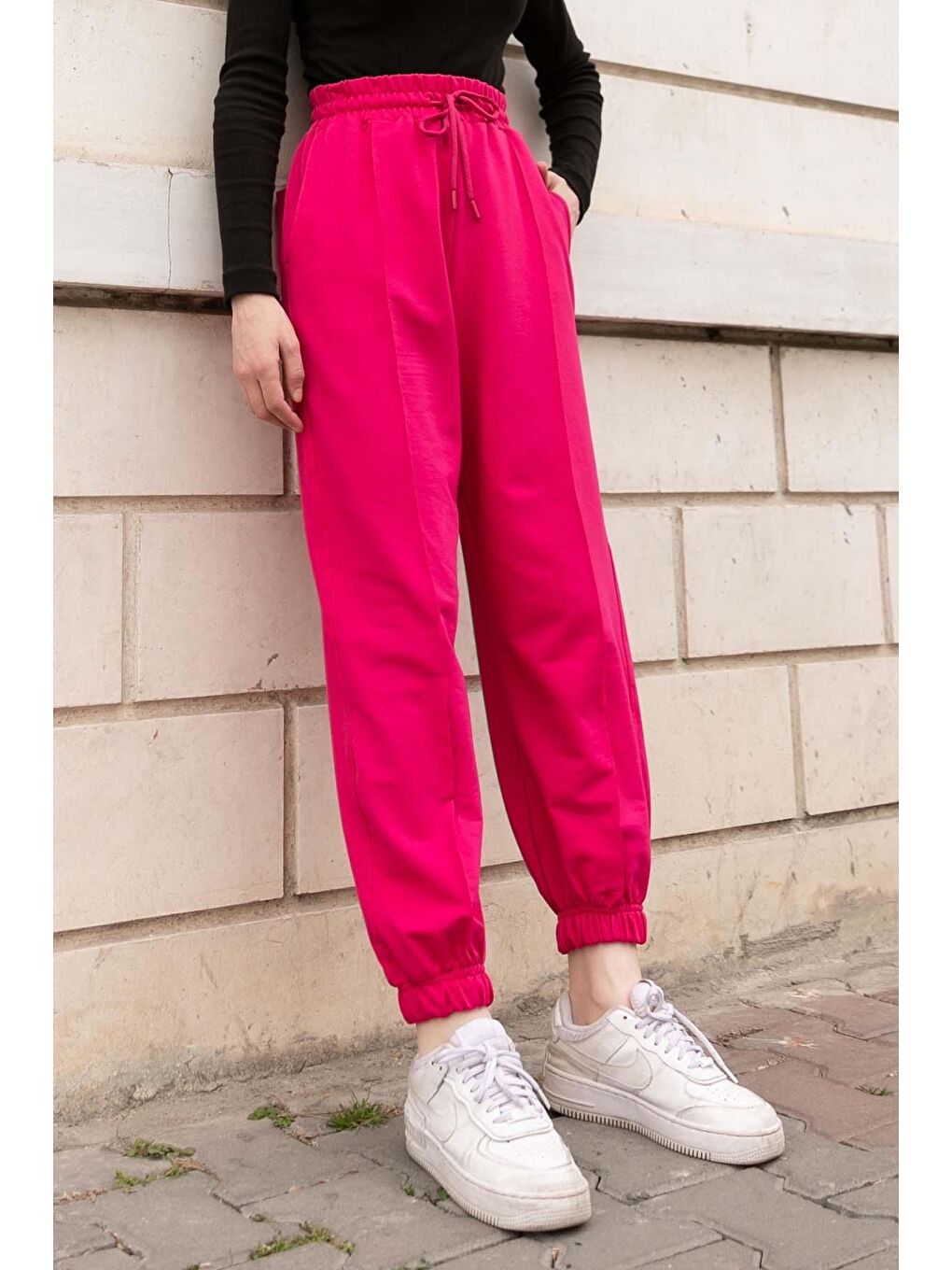 Paça Lastikli Eşofman Altı Fuşya-2