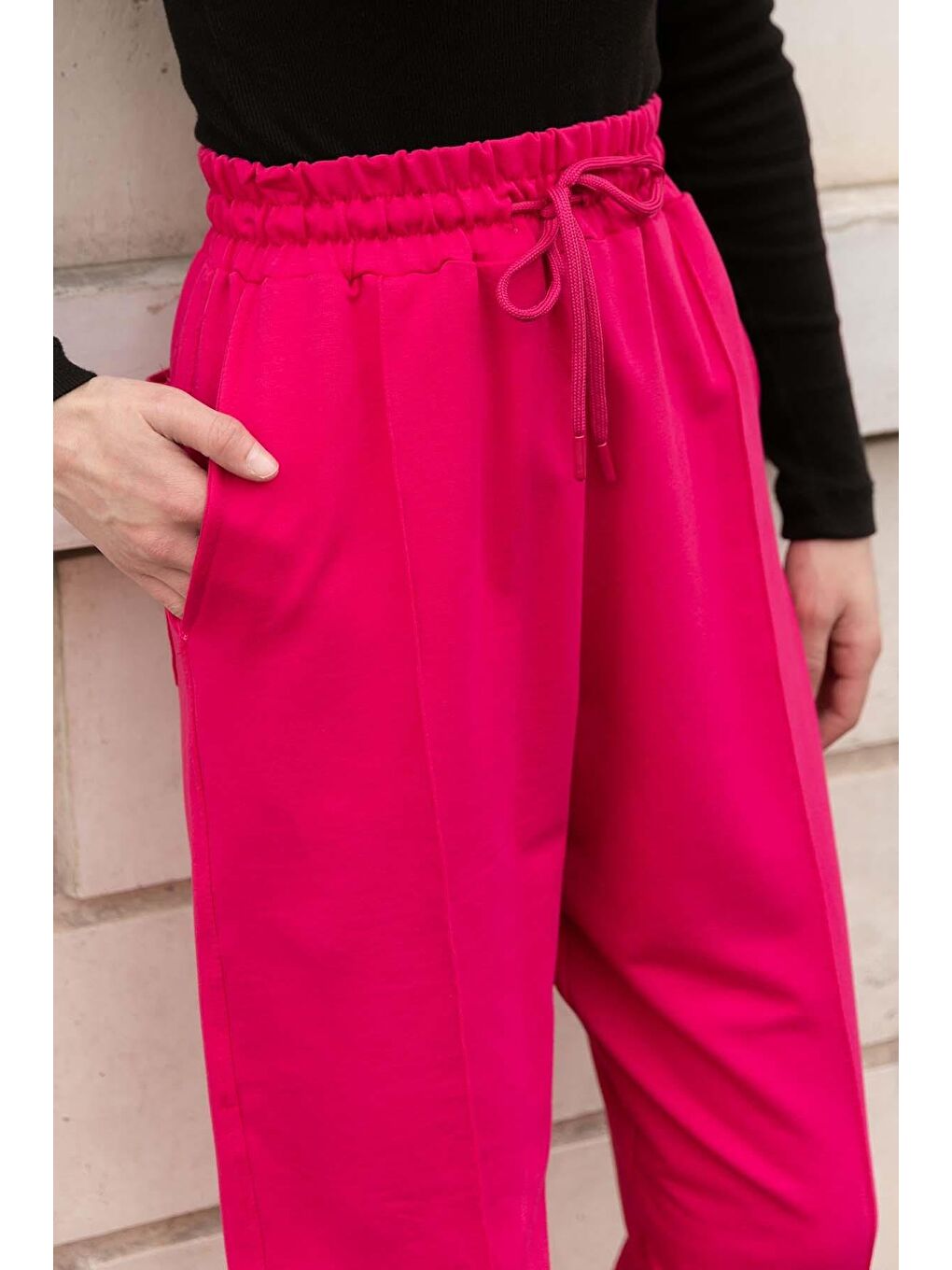 Paça Lastikli Eşofman Altı Fuşya-3