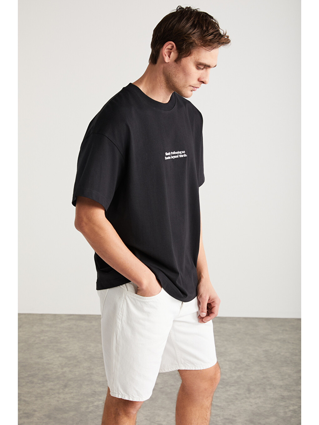 Rıco Erkek %100 Pamuklu Önü Ve Arkası Baskılı Bisiklet Yaka Kısa Kollu Oversize Siyah T-shirt-5