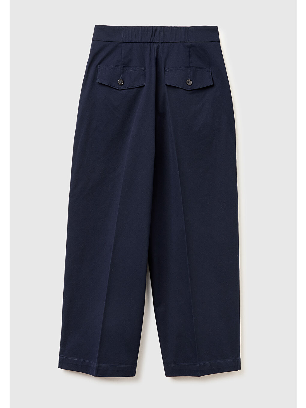 Kadın Lacivert Pamuk Karışımlı Beli Lastik Detaylı Balon Paça Pantolon-1