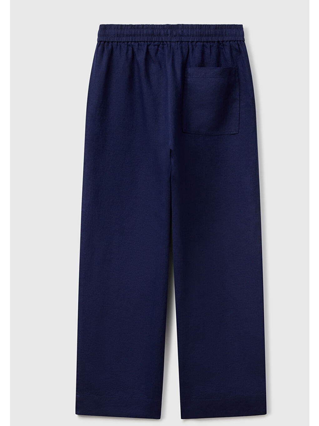 Kadın Lacivert %100 Keten Büzgü İpli Cepli Sigaret Pantolon-1