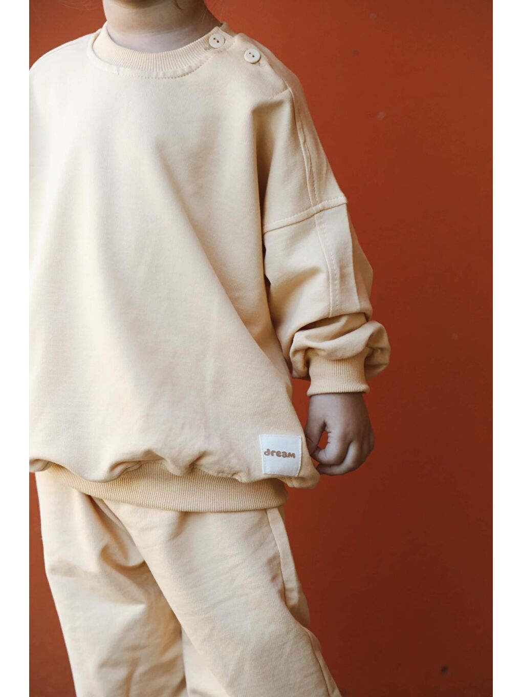 Pastel Sarı Sırt Baskılı Mevsimlik Eşofman Takımı-2