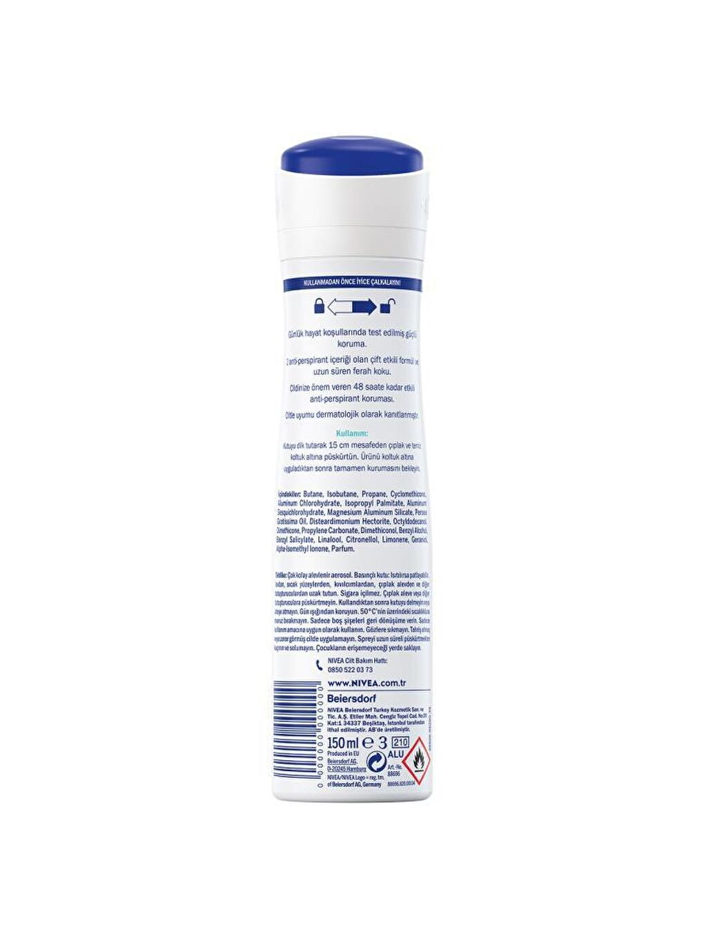 NIVEA Şeffaf Kadın Sprey Deodorant Dry Fresh 150 ml, 72 Saat Anti-Perspirant Koruma - 1