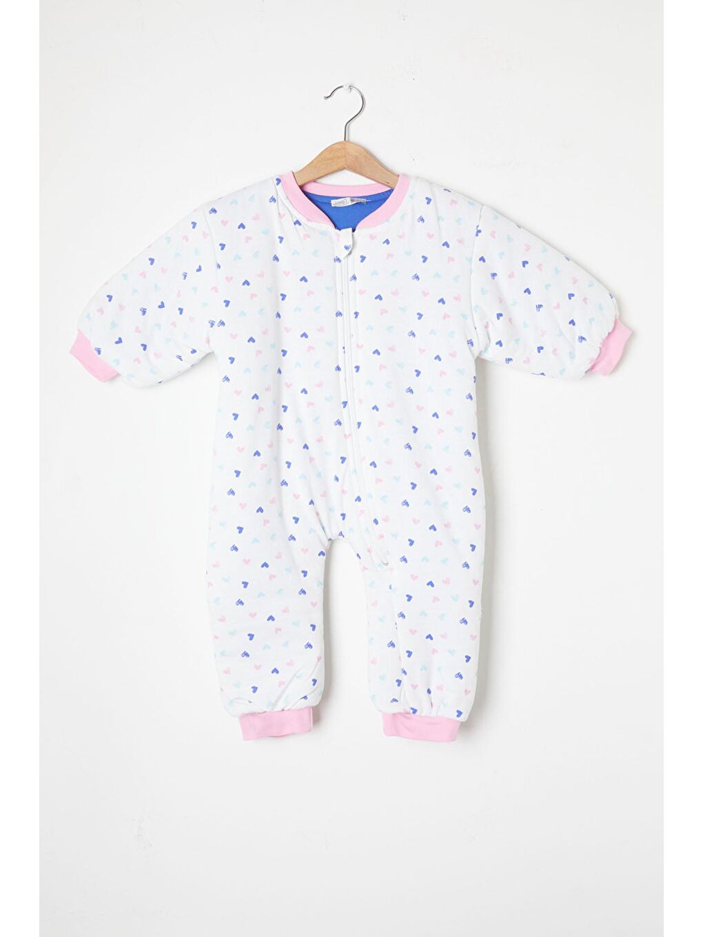 Beyaz Kalp Desenli Kız Çocuk Uyku Tulumu 16360