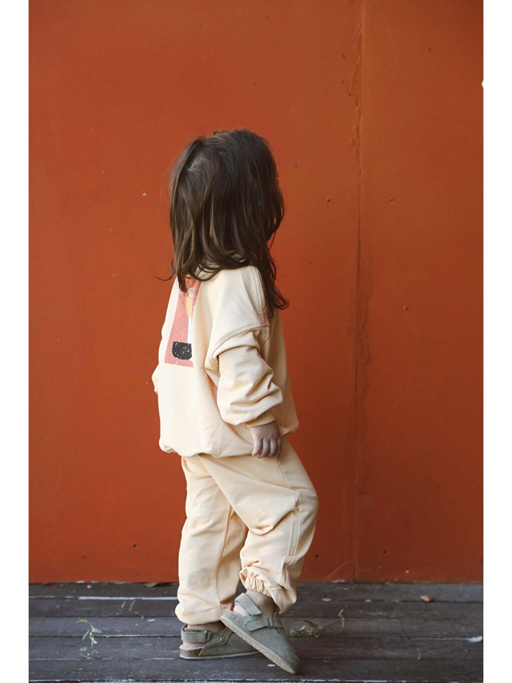 Pastel Sarı Sırt Baskılı Mevsimlik Eşofman Takımı-7