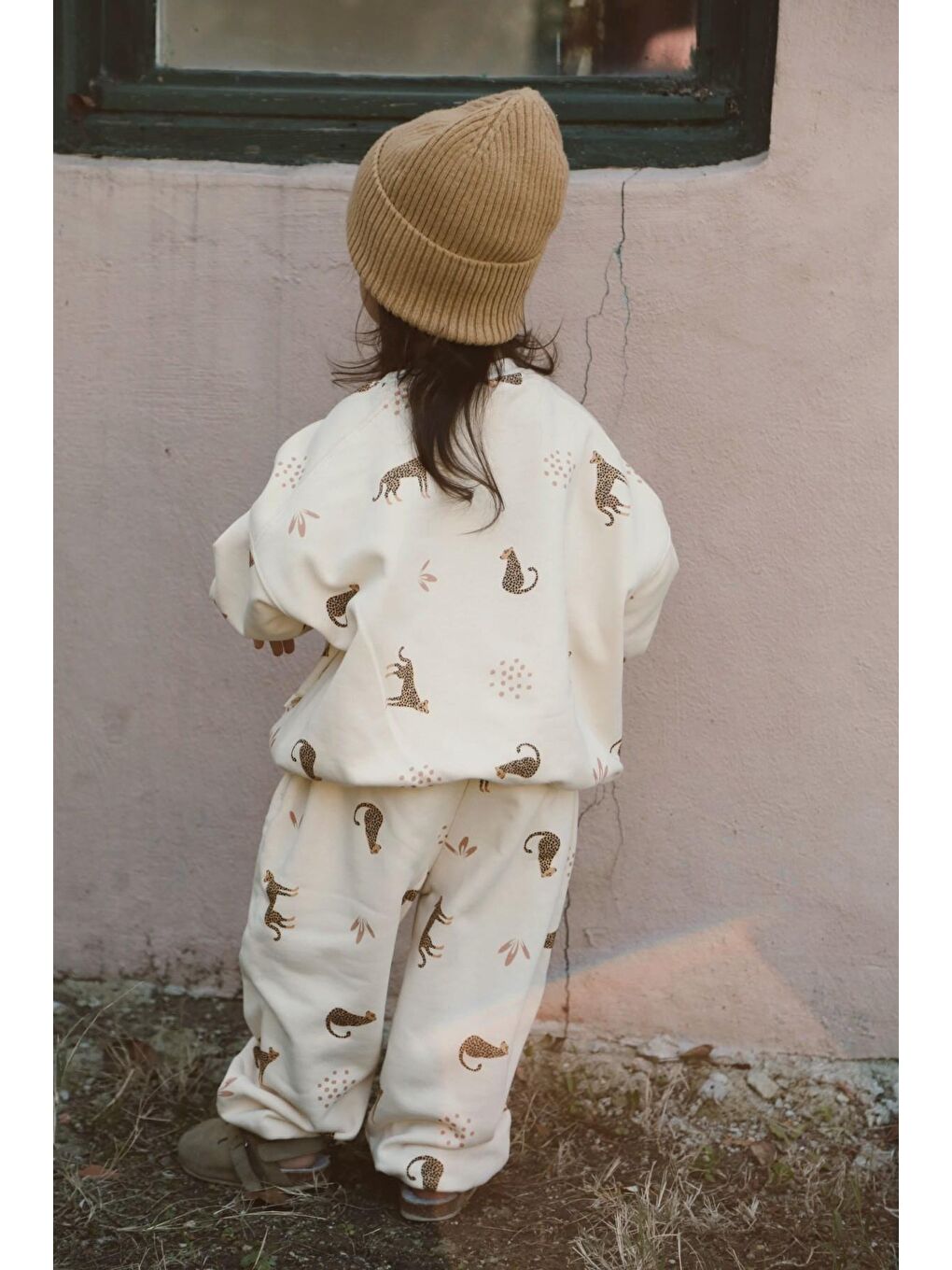 Ekru Leopar Baskılı Eşofman Takımı-5