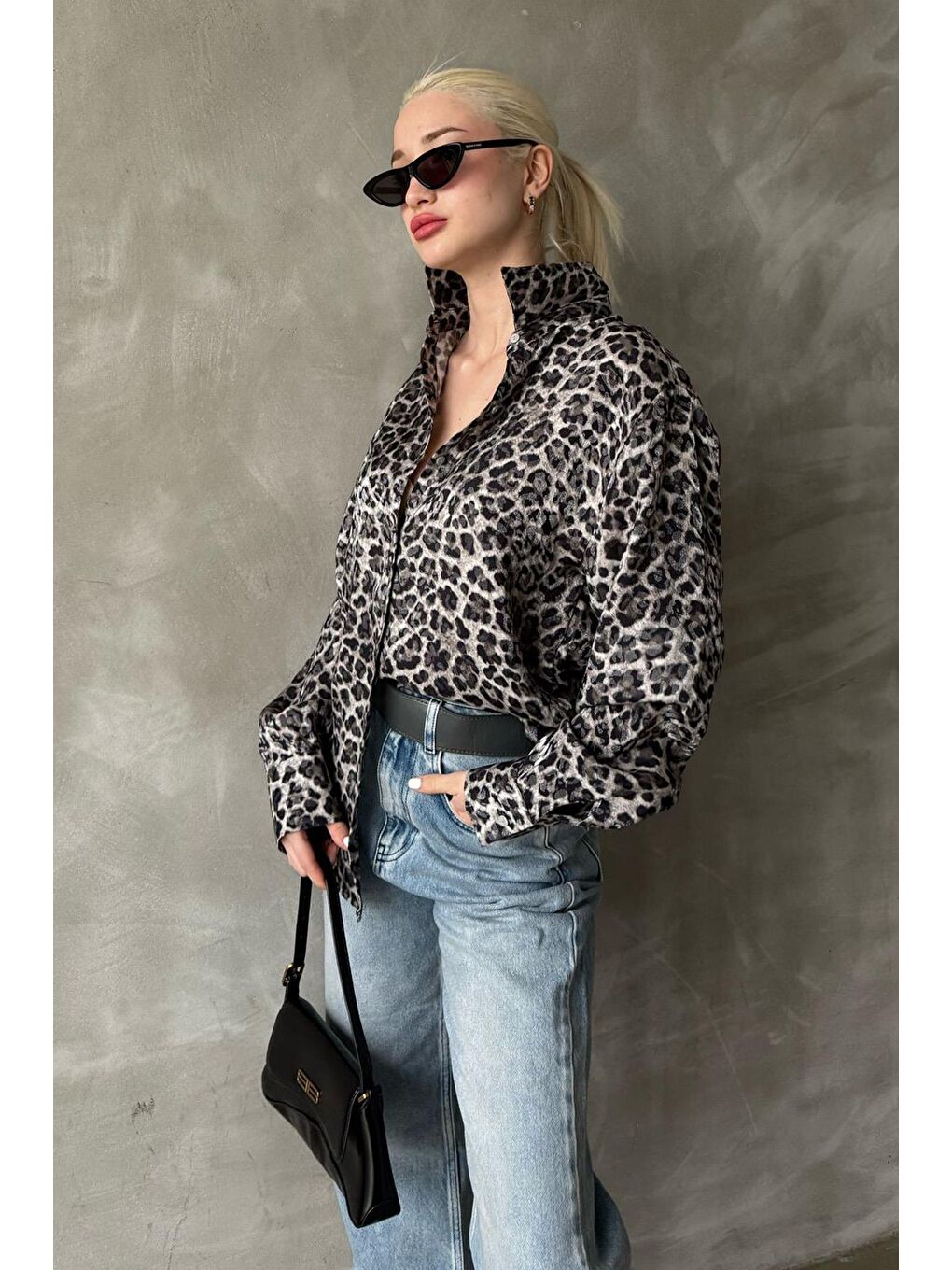 Madmext Siyah Leopar Desen Kadın Gömlek Mg2296 - 3