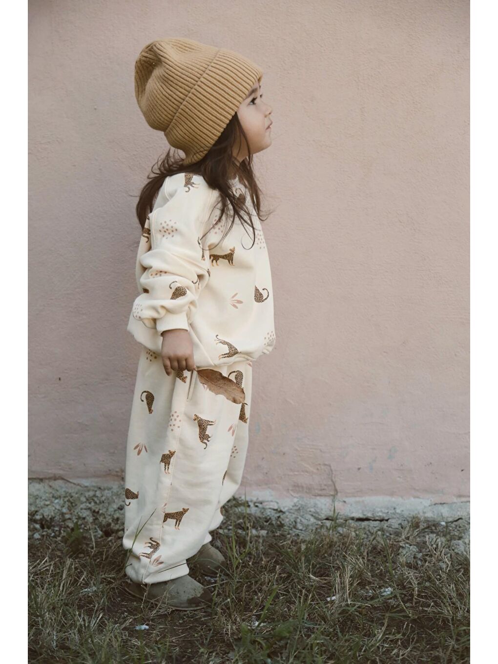 Ekru Leopar Baskılı Eşofman Takımı-6