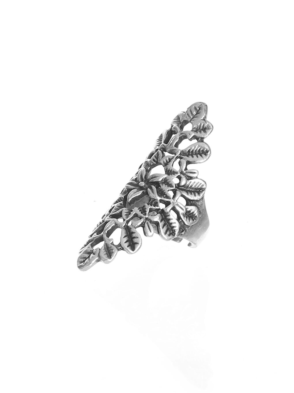 Gri KADIN ANTİK GÜMÜŞ KAPLAMA ÇİÇEK YÜZÜK-1