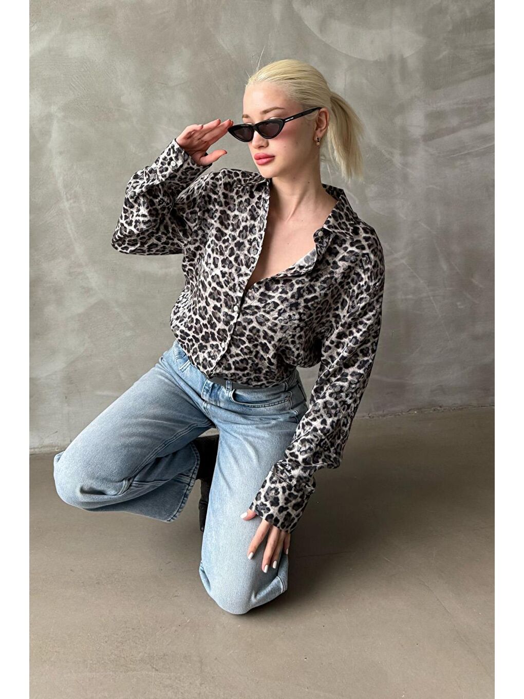 Madmext Siyah Leopar Desen Kadın Gömlek Mg2296 - 4