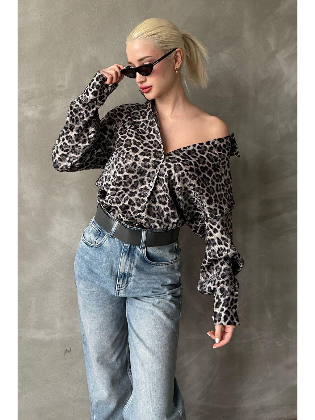 Madmext Siyah Leopar Desen Kadın Gömlek Mg2296 - 5